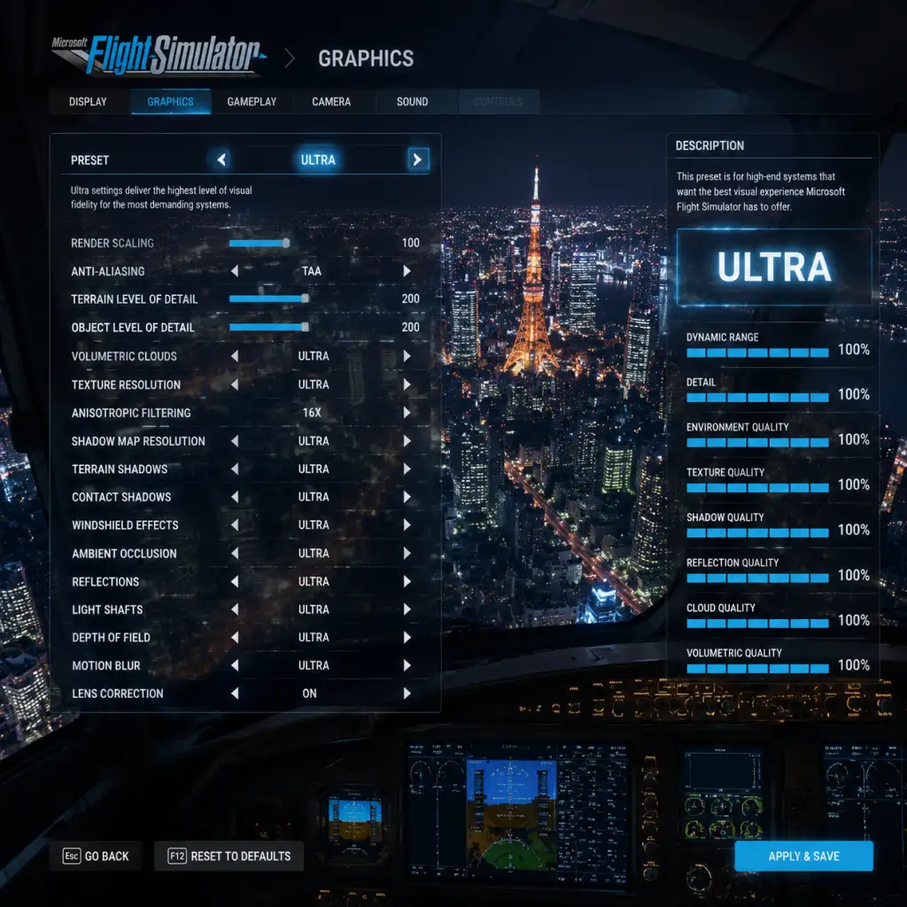 Microsoft Flight Simulator Game Settings guide screenshot