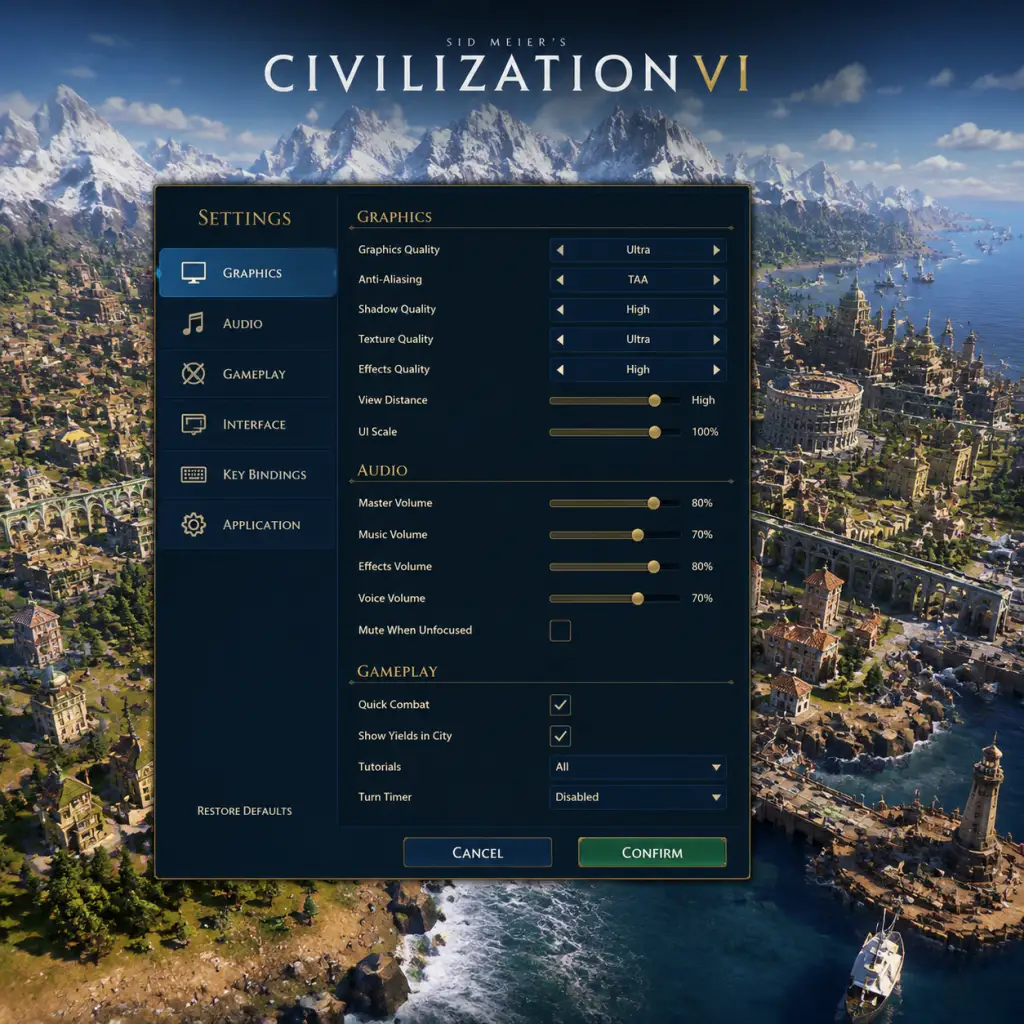 Sid Meier's Civilization VI Game Settings guide screenshot