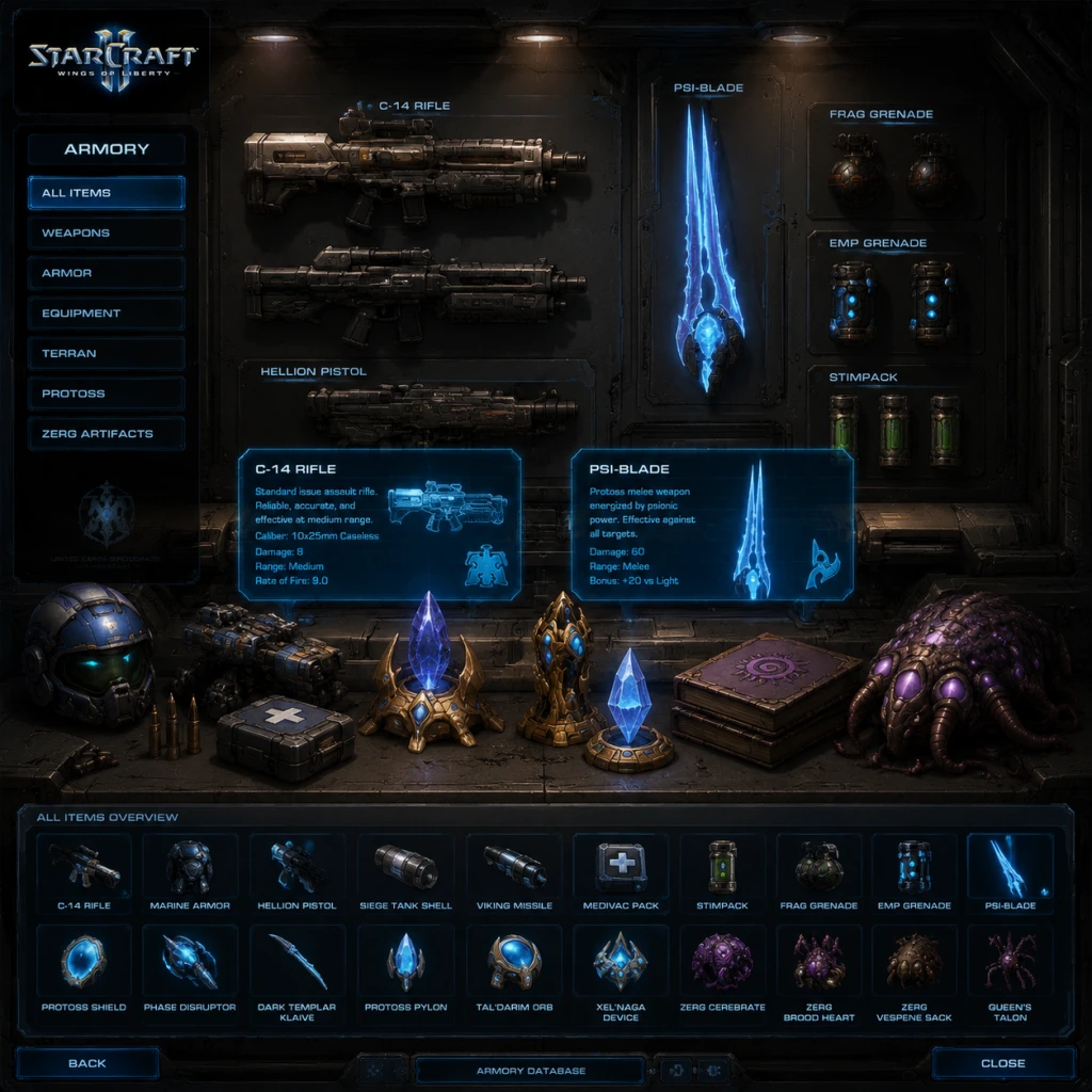 StarCraft II: Wings of Liberty All Game Items guide screenshot