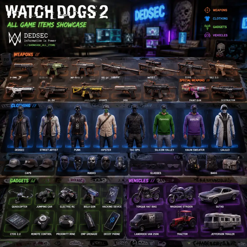 Watch Dogs 2 All Game Items guide screenshot
