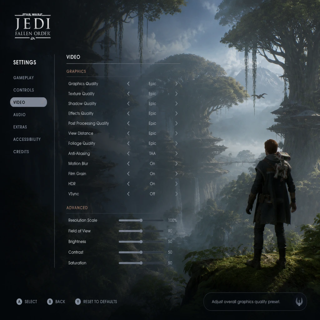 Star Wars Jedi: Fallen Order Game Settings guide screenshot