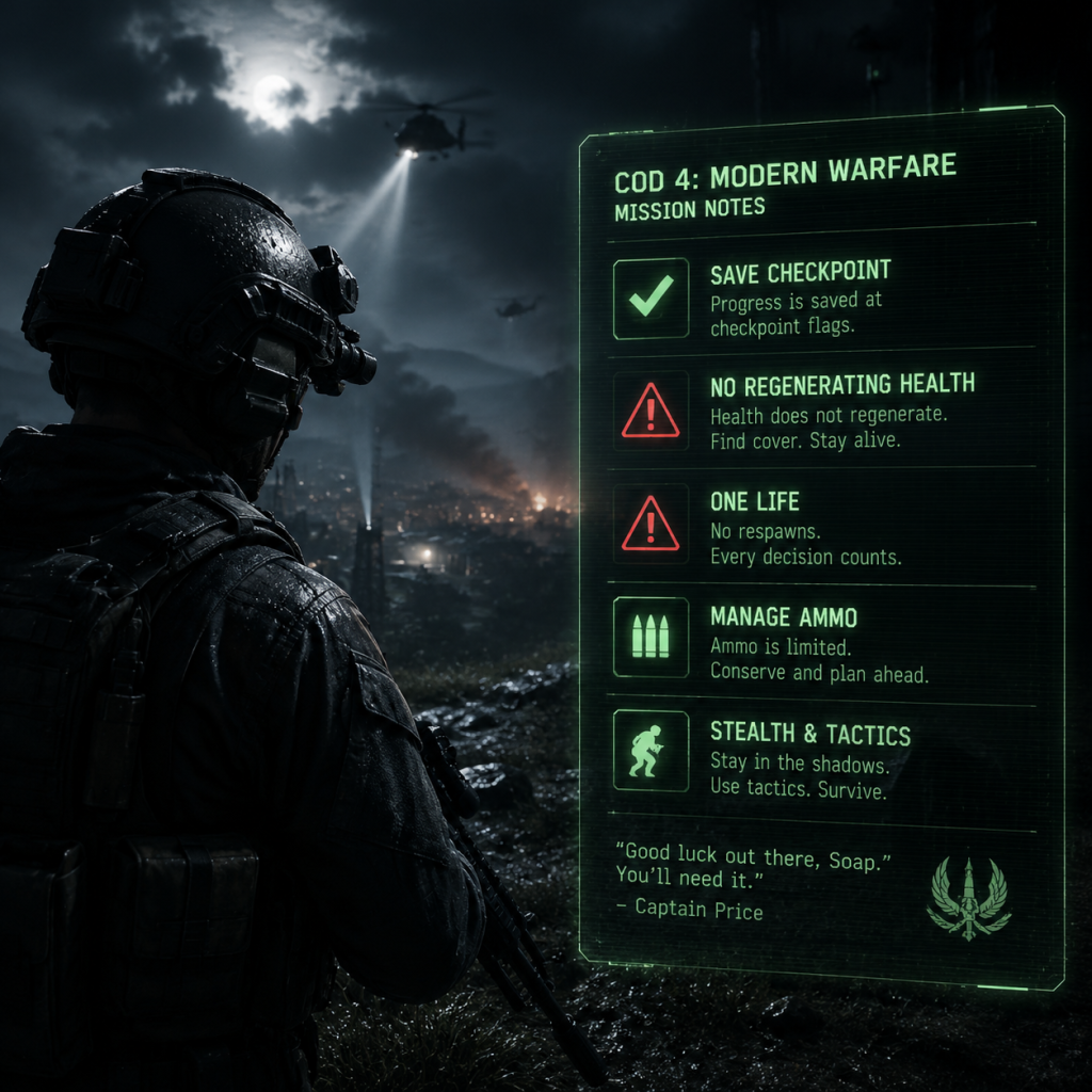 Call of Duty 4: Modern Warfare Important Notes guide screenshot