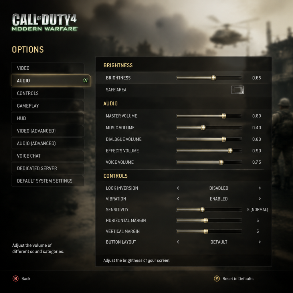 Call of Duty 4: Modern Warfare Game Settings guide screenshot