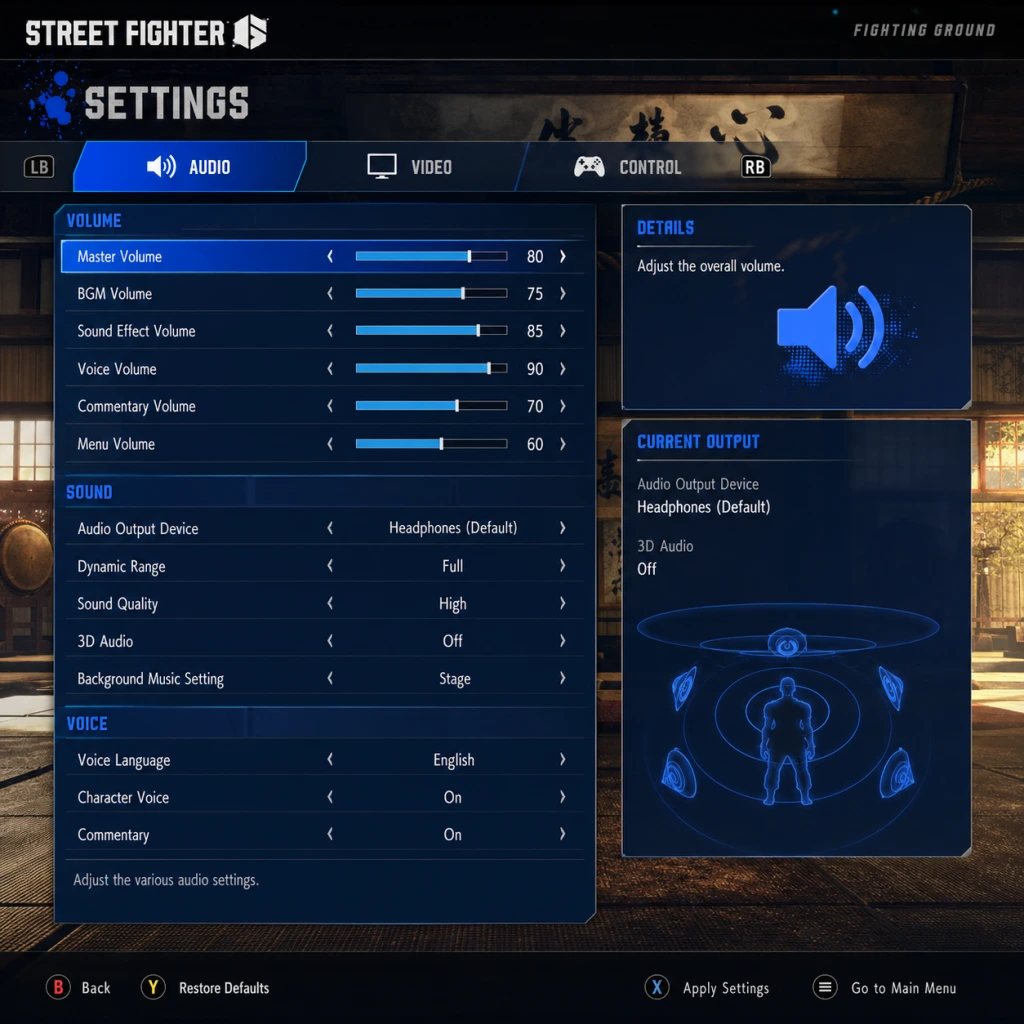 Street Fighter 6 Game Settings guide screenshot