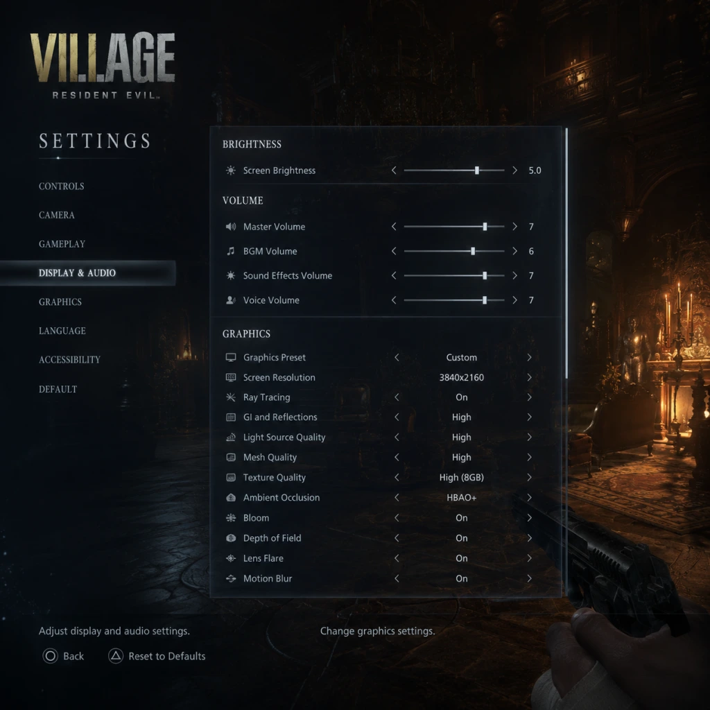 Resident Evil Village Game Settings guide screenshot
