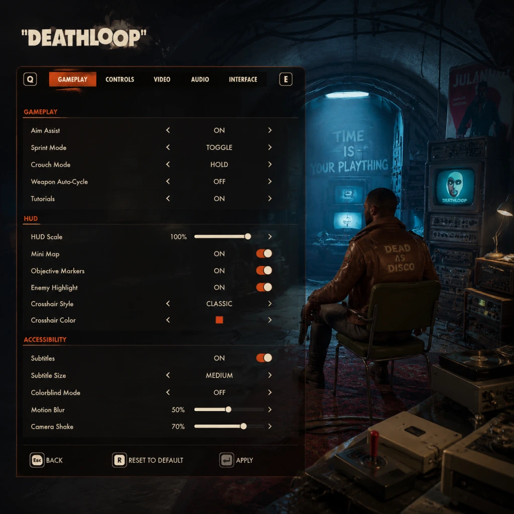 Deathloop Game Settings guide screenshot