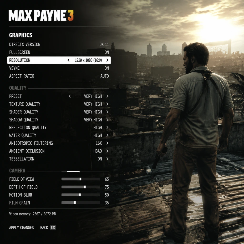 Max Payne 3 Game Settings guide screenshot