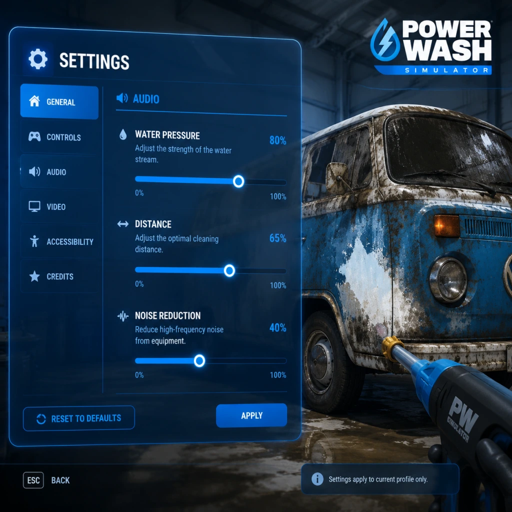 PowerWash Simulator Game Settings guide screenshot