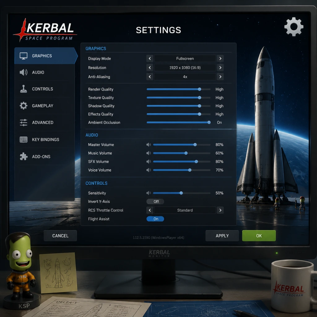 Kerbal Space Program Game Settings guide screenshot