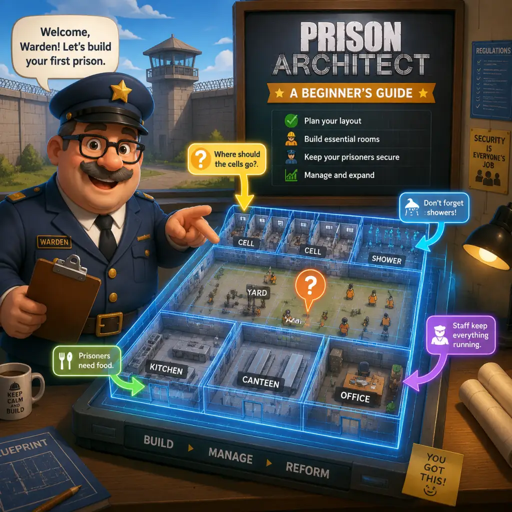 Prison Architect Getting Started guide screenshot