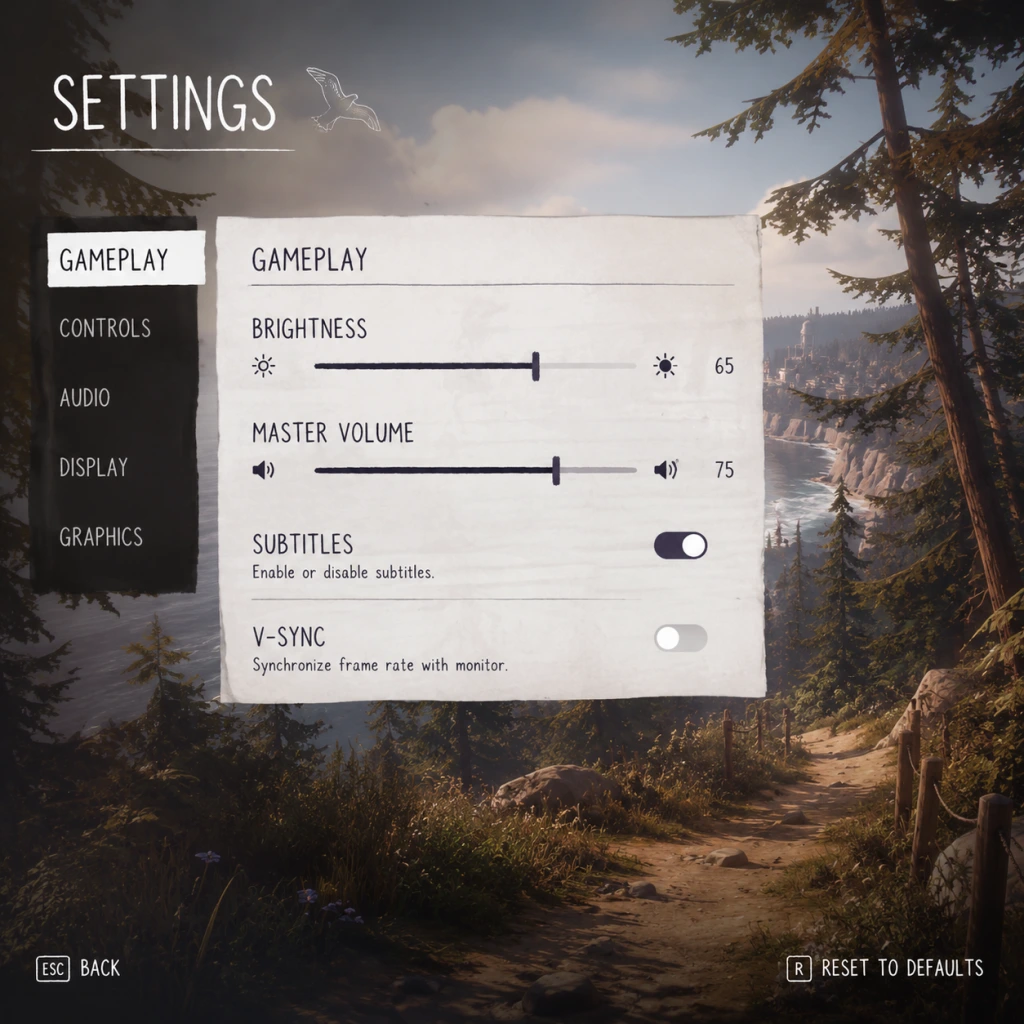 Life is Strange Game Settings guide screenshot