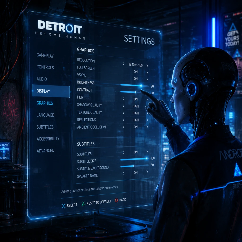 Detroit: Become Human Game Settings guide screenshot