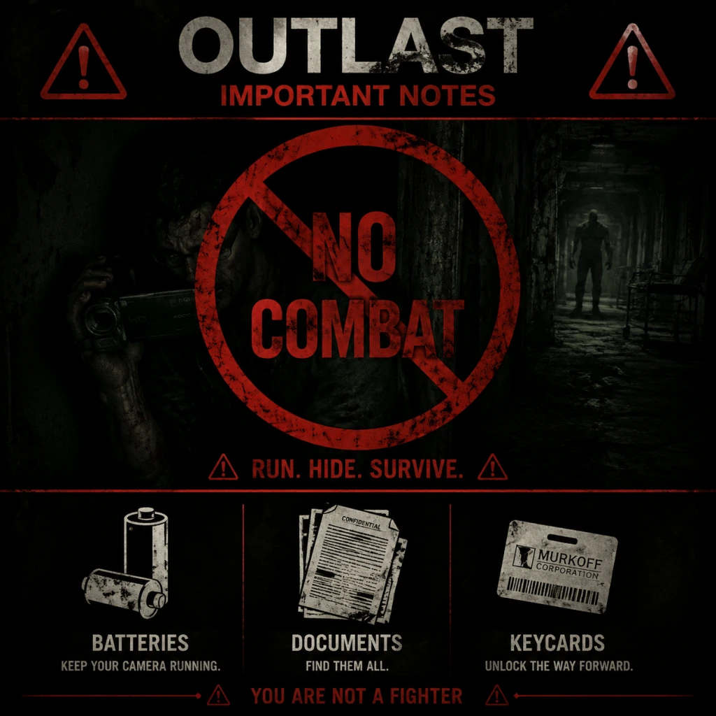 Outlast Important Notes guide screenshot