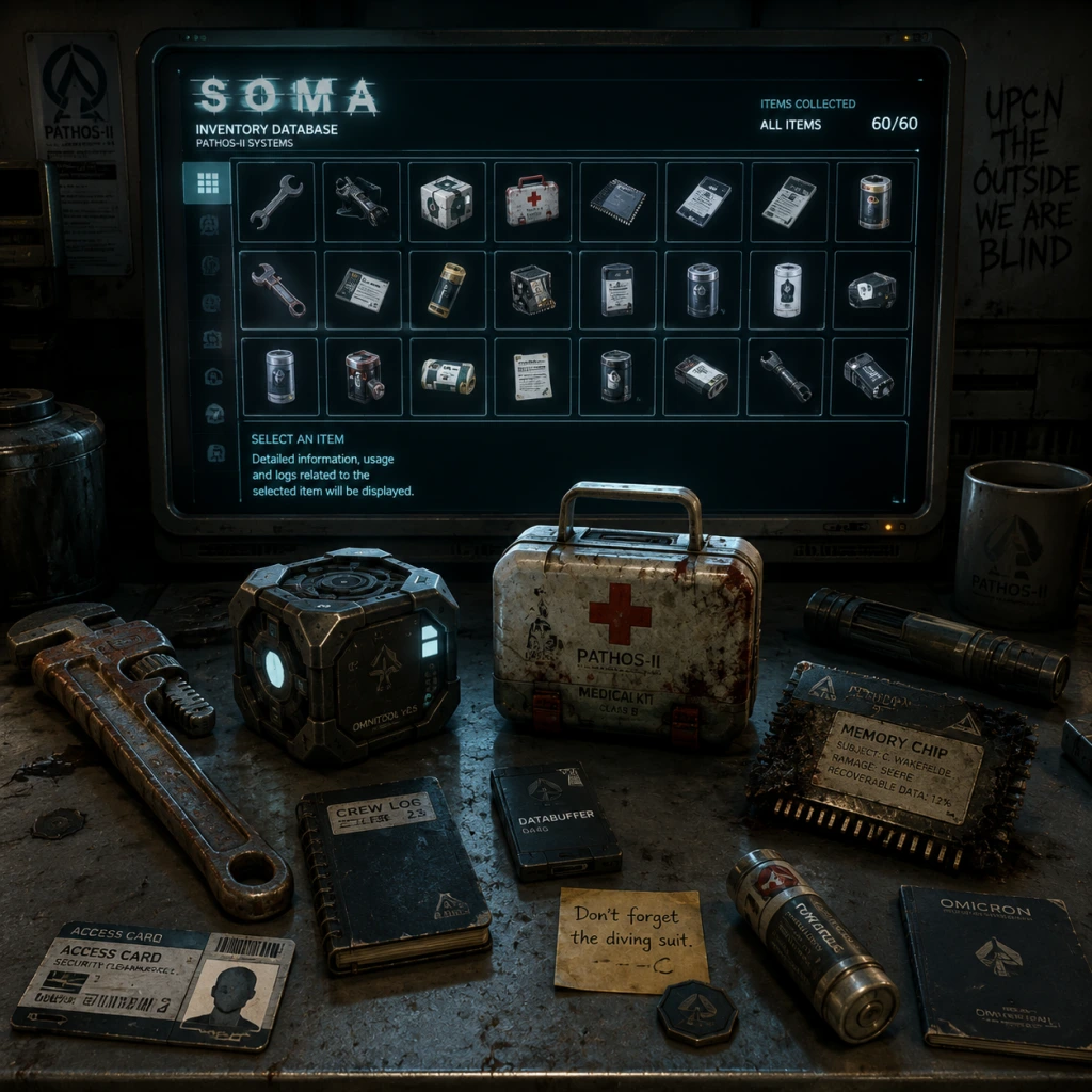 SOMA All Game Items guide screenshot