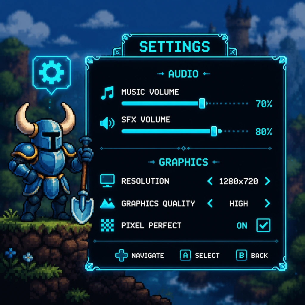 Shovel Knight Game Settings guide screenshot