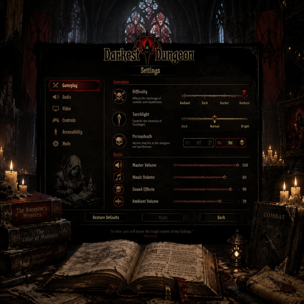 Darkest Dungeon Game Settings guide screenshot