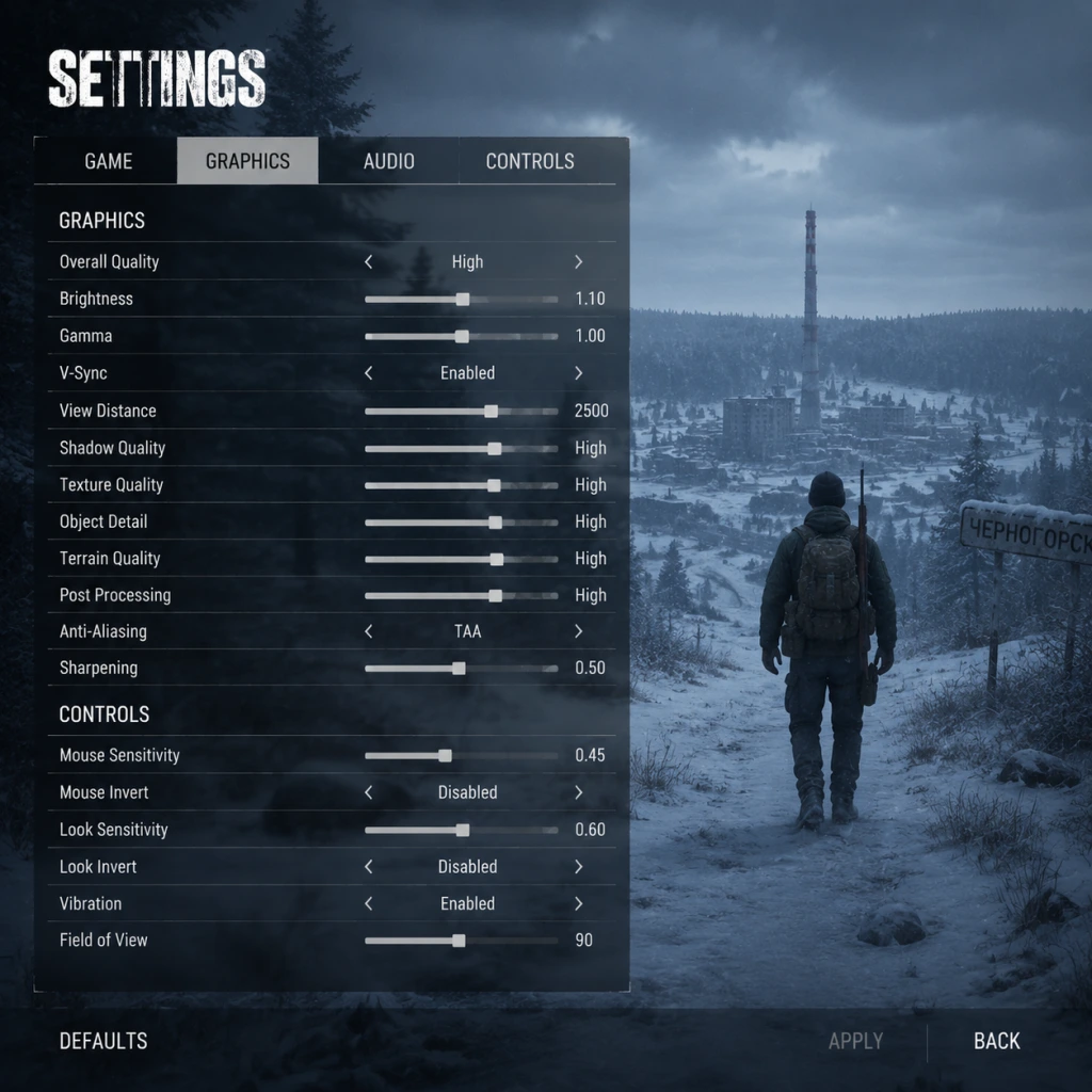 DayZ Game Settings guide screenshot