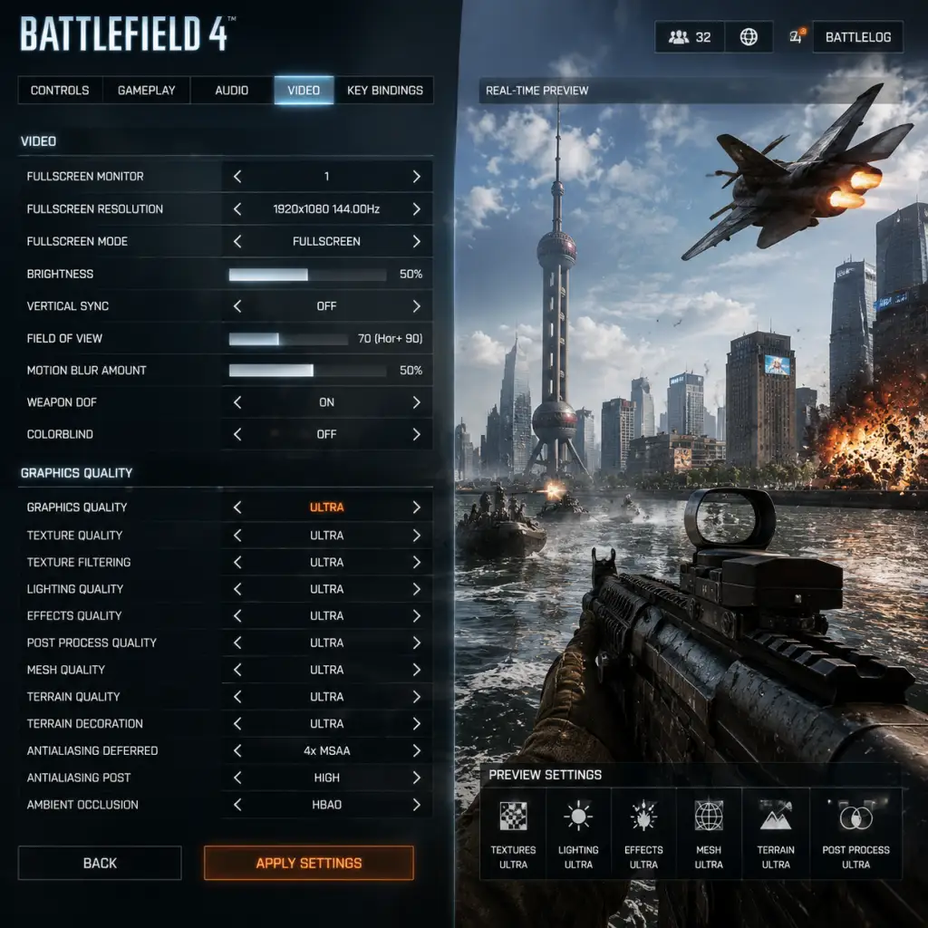 Battlefield 4 Game Settings guide screenshot