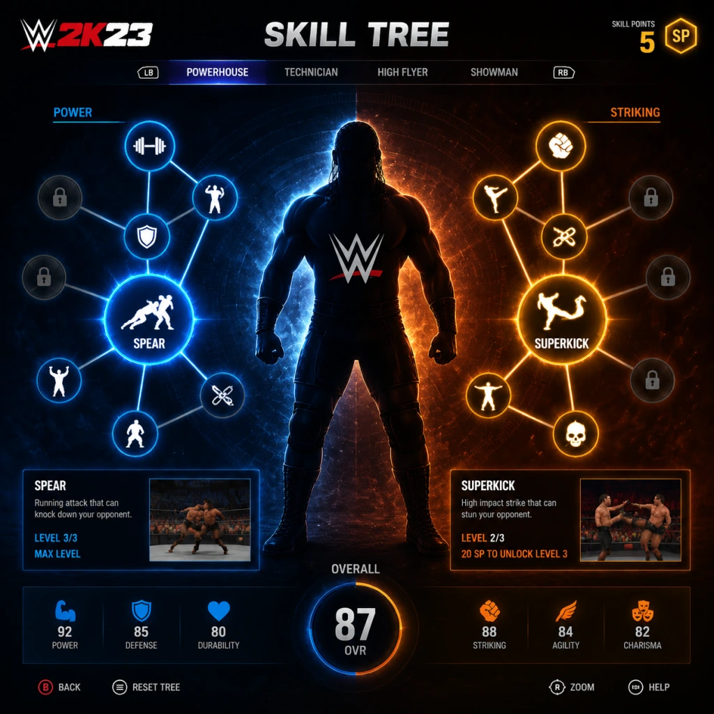 WWE 2K23 Character Skills guide screenshot
