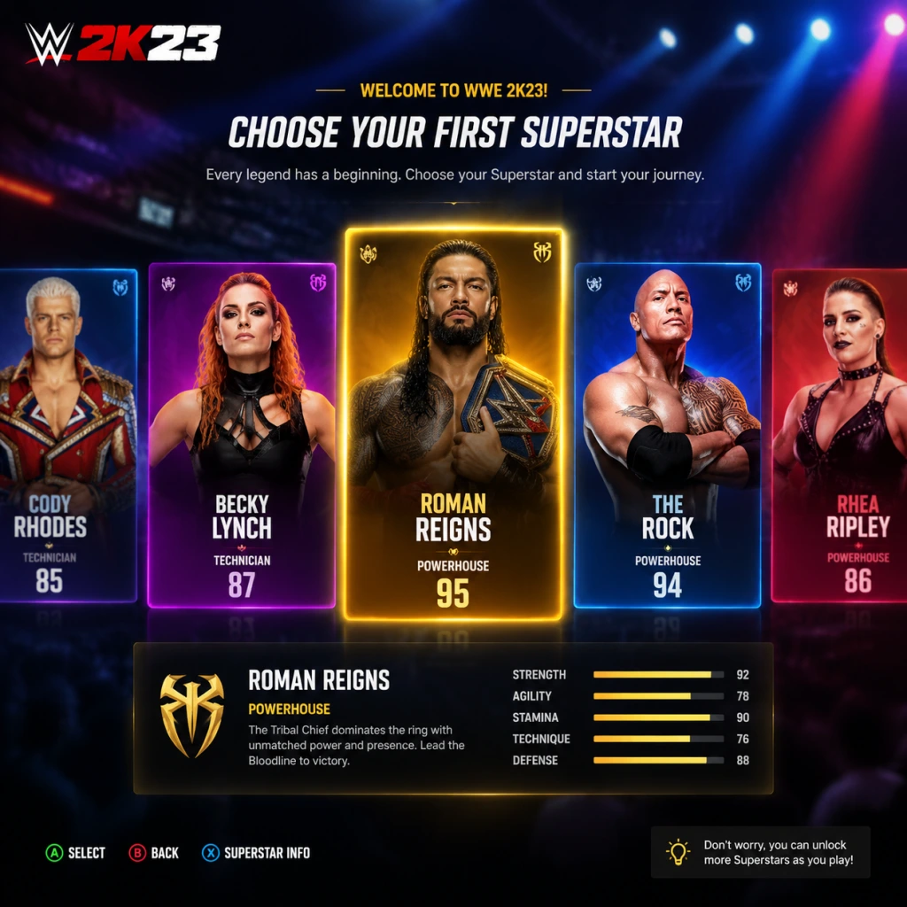 WWE 2K23 Getting Started guide screenshot
