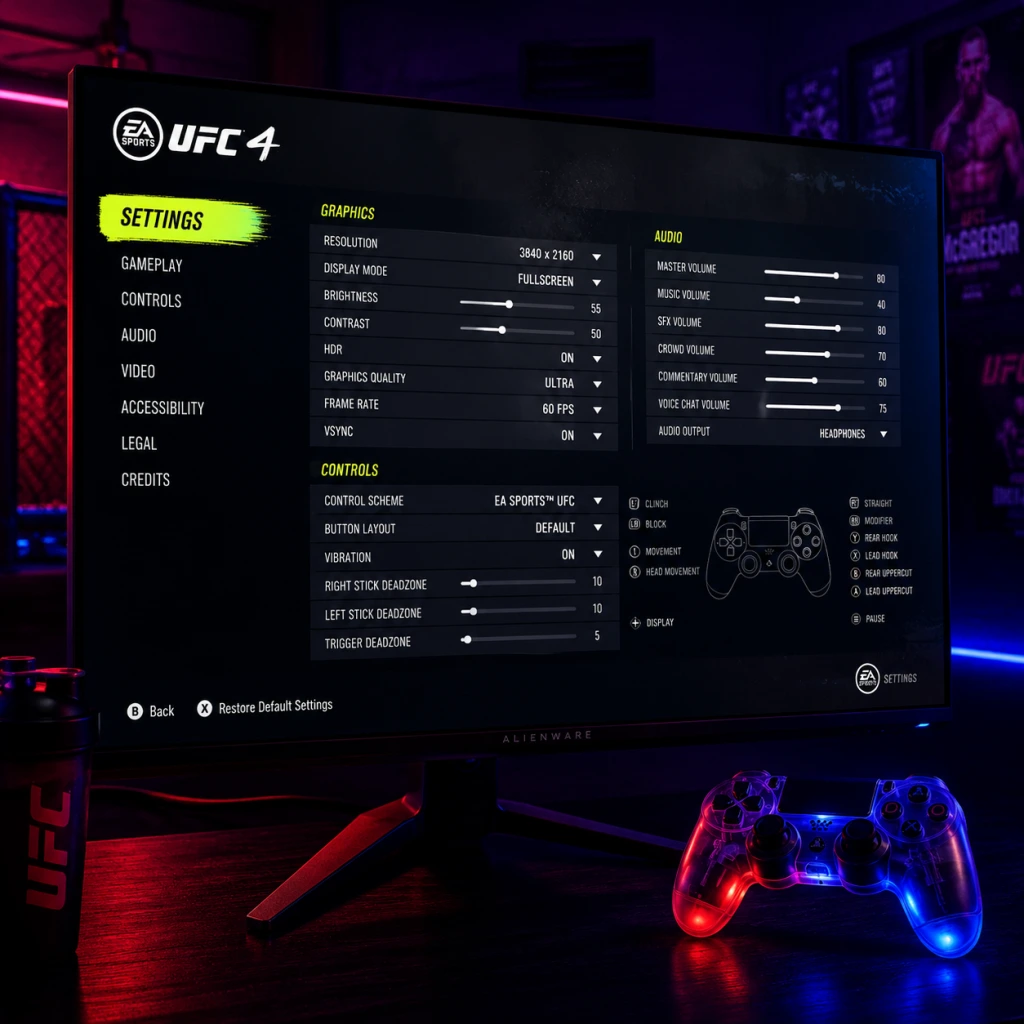 EA Sports UFC 4 Game Settings guide screenshot