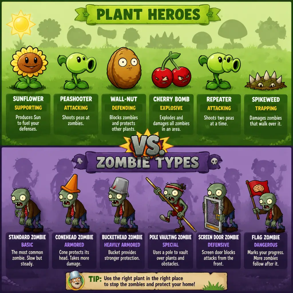 Plants vs. Zombies Characters & Roles guide screenshot