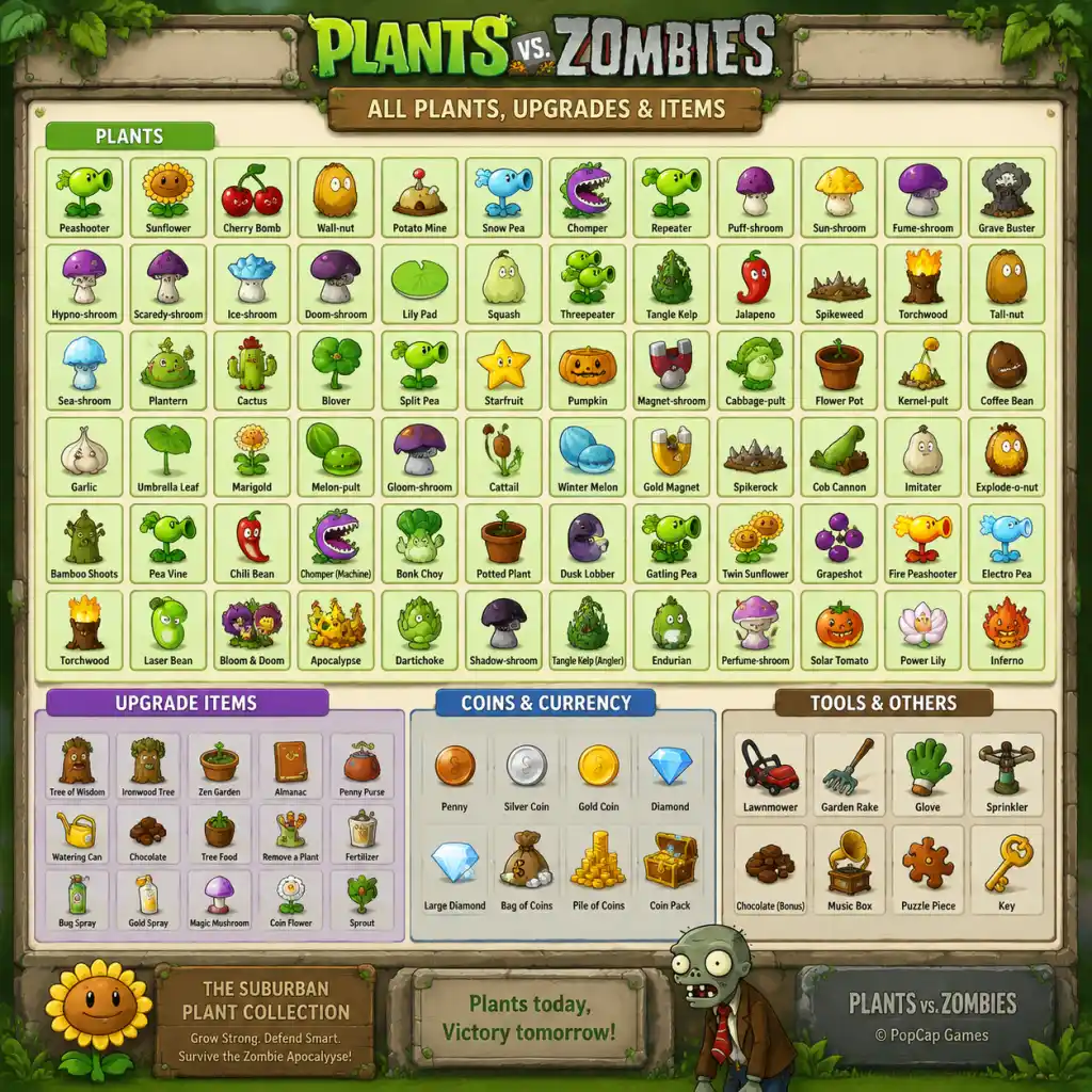 Plants vs. Zombies All Game Items guide screenshot