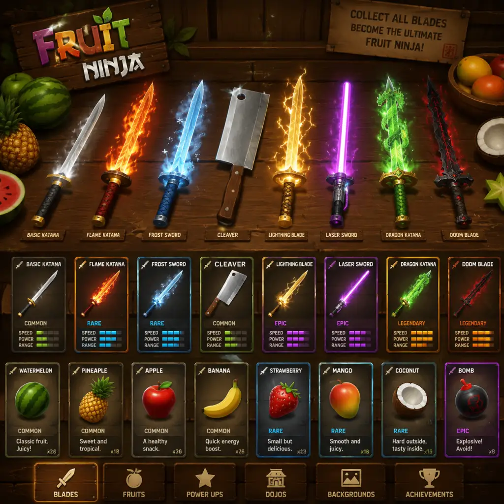 Fruit Ninja All Game Items guide screenshot