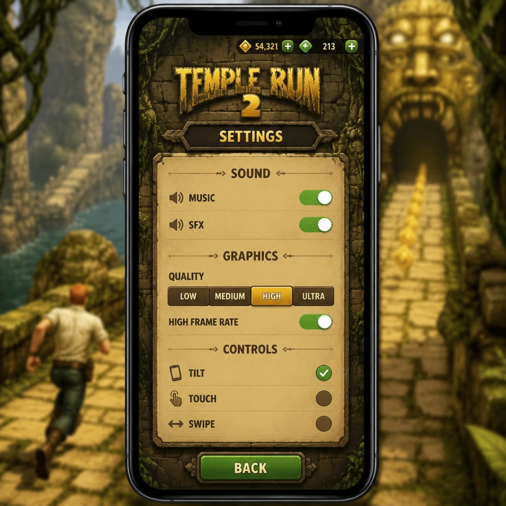 Temple Run 2 Game Settings guide screenshot