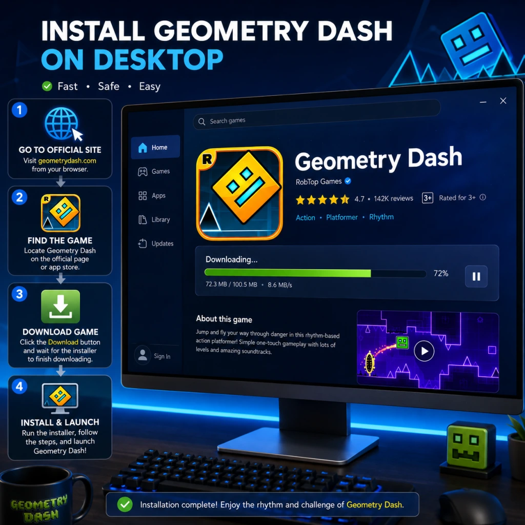 Geometry Dash Download & Installation guide screenshot