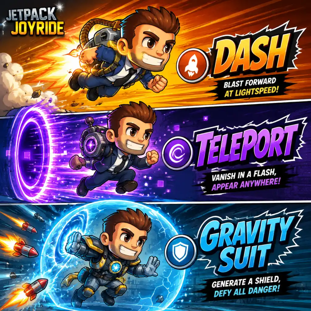 Jetpack Joyride Character Skills guide screenshot