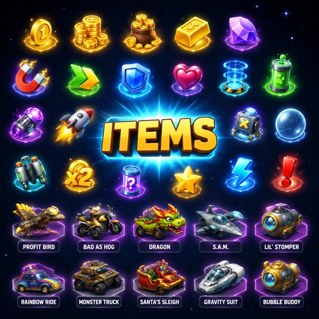 Jetpack Joyride All Game Items guide screenshot