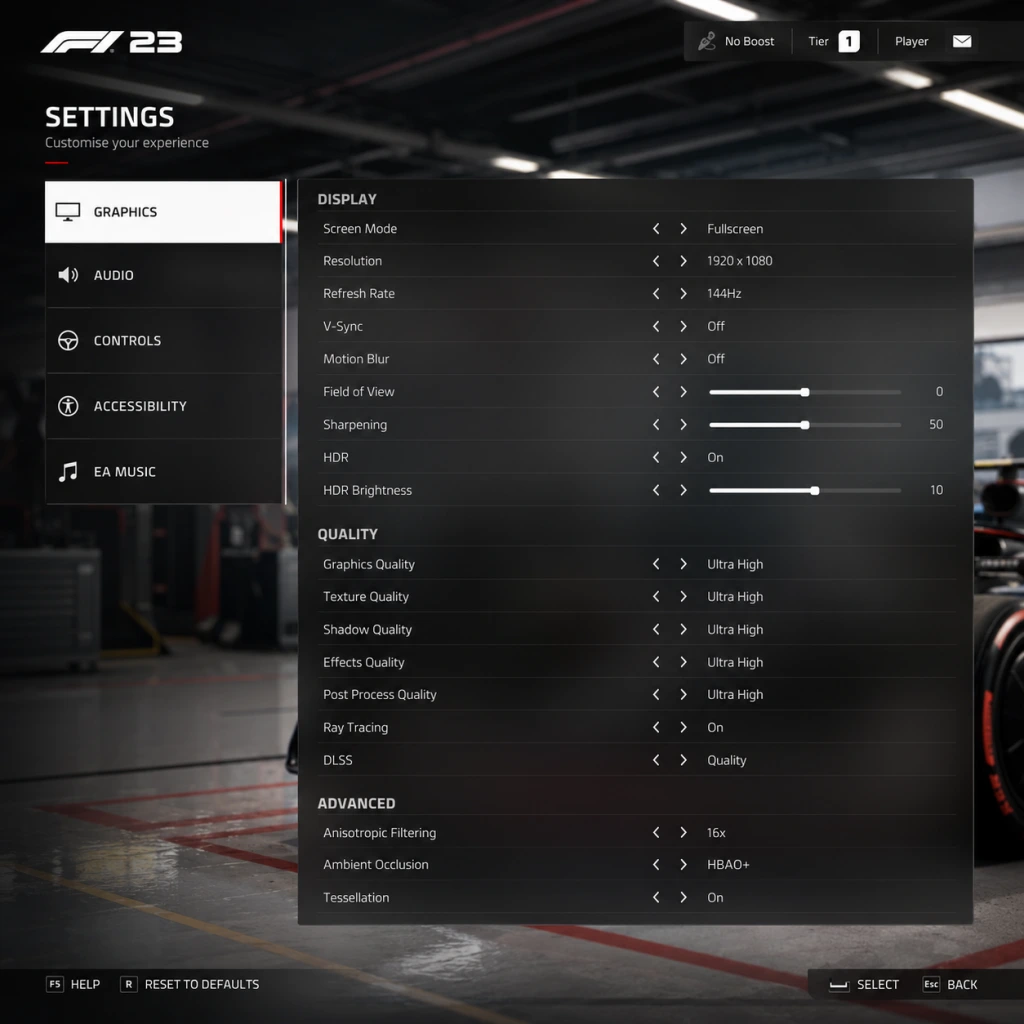 F1 23 Game Settings guide screenshot