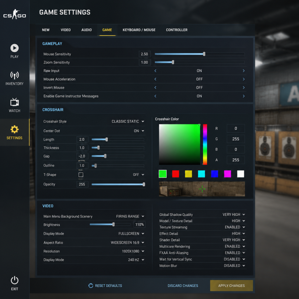 Counter-Strike: Global Offensive Game Settings guide screenshot
