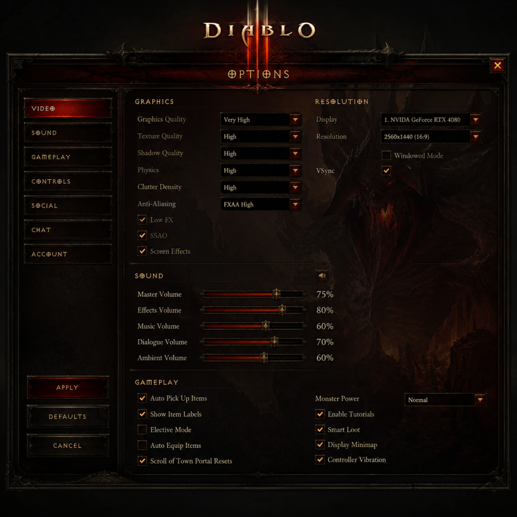 Diablo III Game Settings guide screenshot