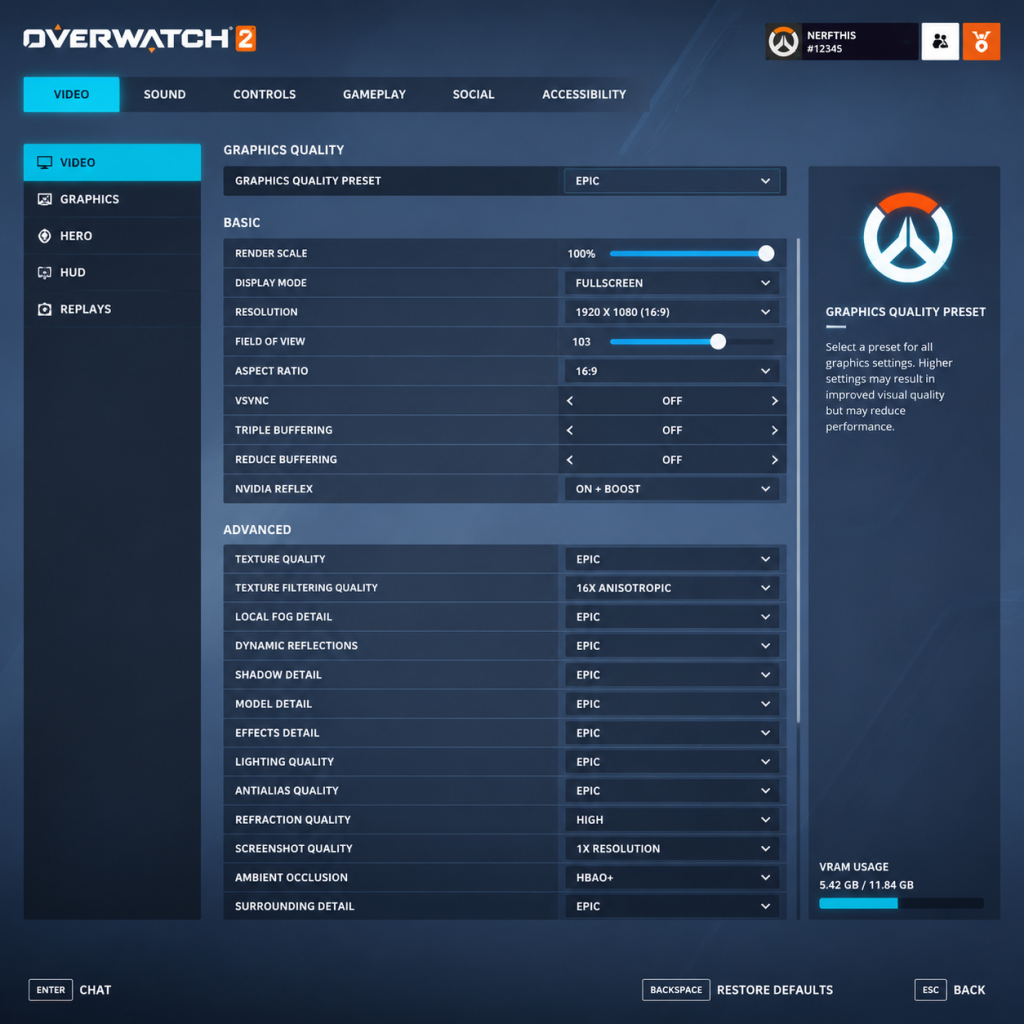 Overwatch Game Settings guide screenshot