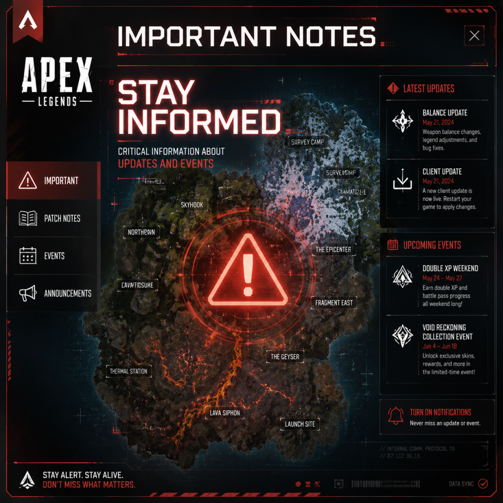 Apex Legends Important Notes guide screenshot
