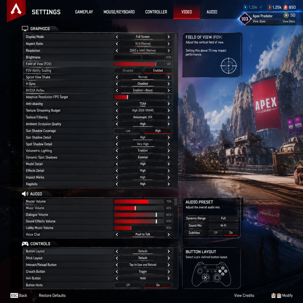 Apex Legends Game Settings guide screenshot