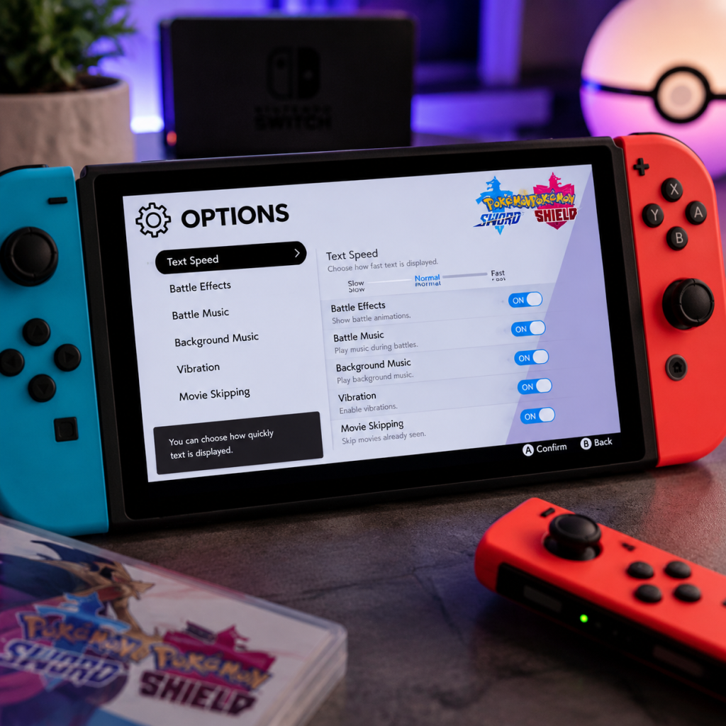 Pokémon Sword and Shield Game Settings guide screenshot