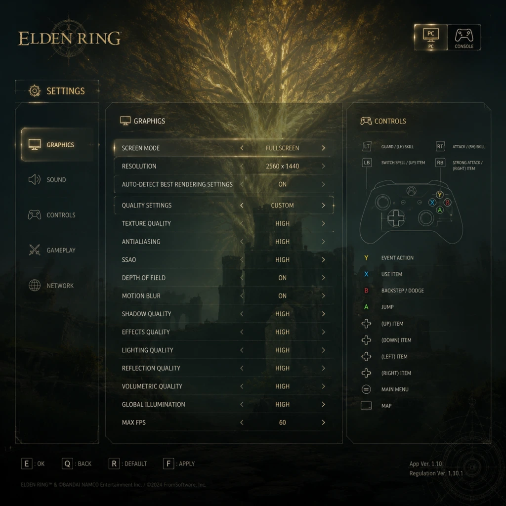 Elden Ring Game Settings guide screenshot
