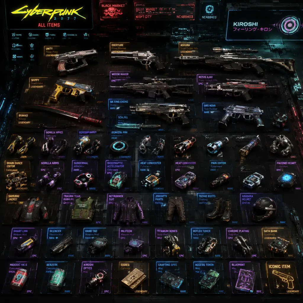 Cyberpunk 2077 All Game Items guide screenshot