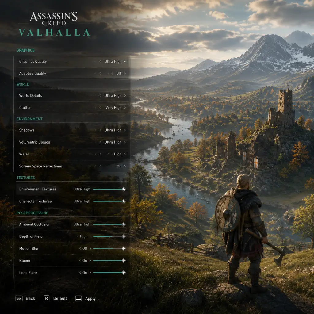 Assassin's Creed Valhalla Game Settings guide screenshot