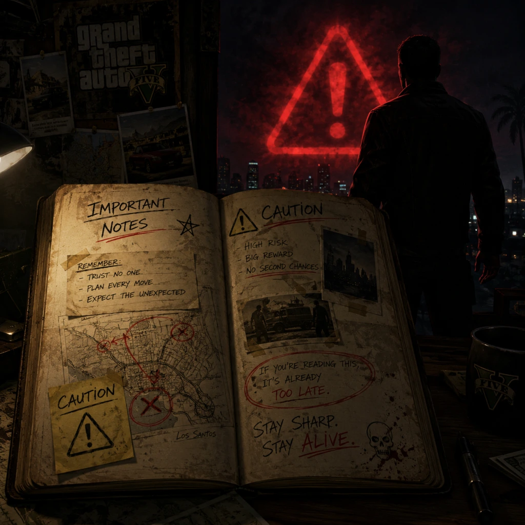 Grand Theft Auto V Important Notes guide screenshot