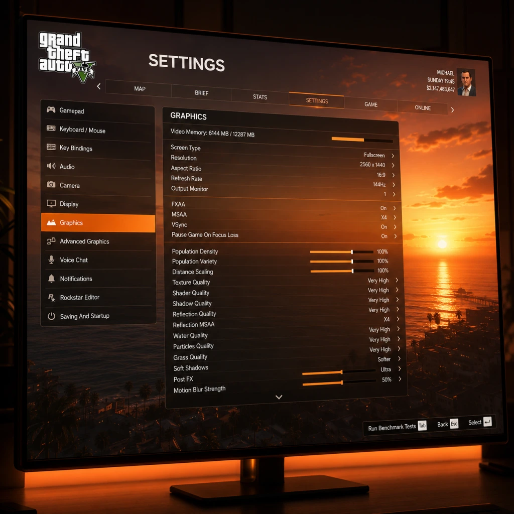 Grand Theft Auto V Game Settings guide screenshot