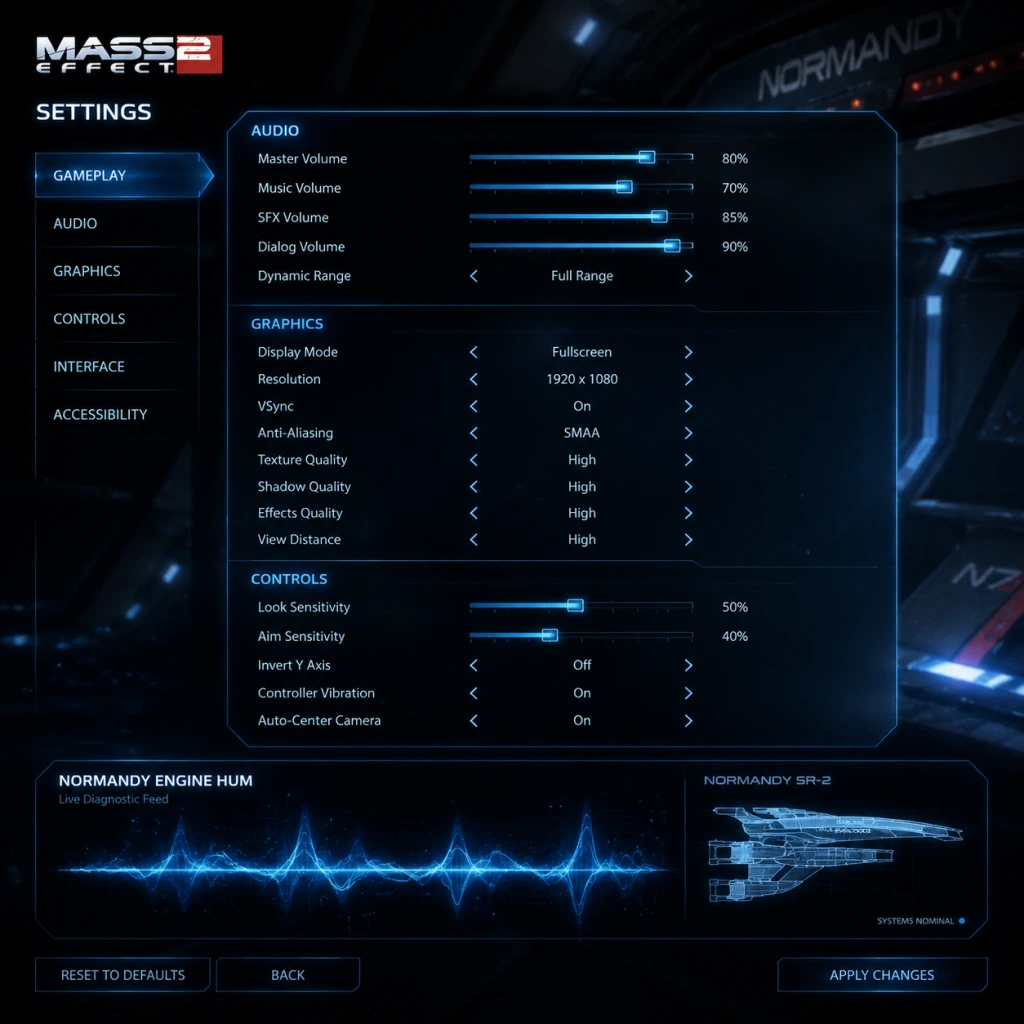Mass Effect 2 Game Settings guide screenshot