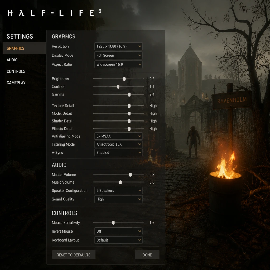 Half-Life 2 Game Settings guide screenshot