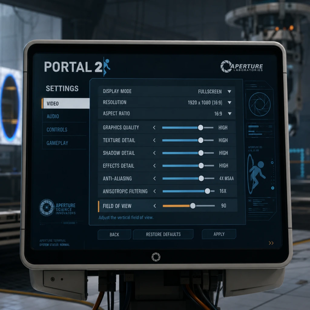Portal 2 Game Settings guide screenshot