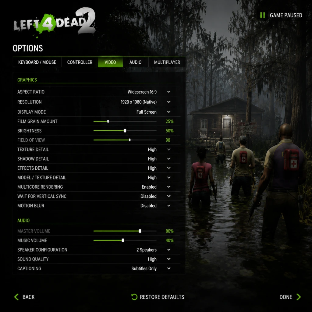 Left 4 Dead 2 Game Settings guide screenshot
