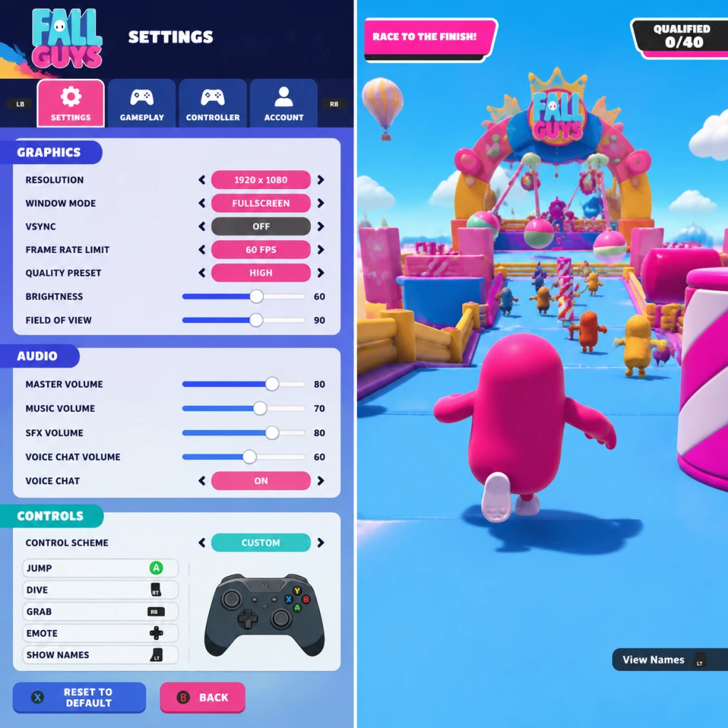 Fall Guys Game Settings guide screenshot