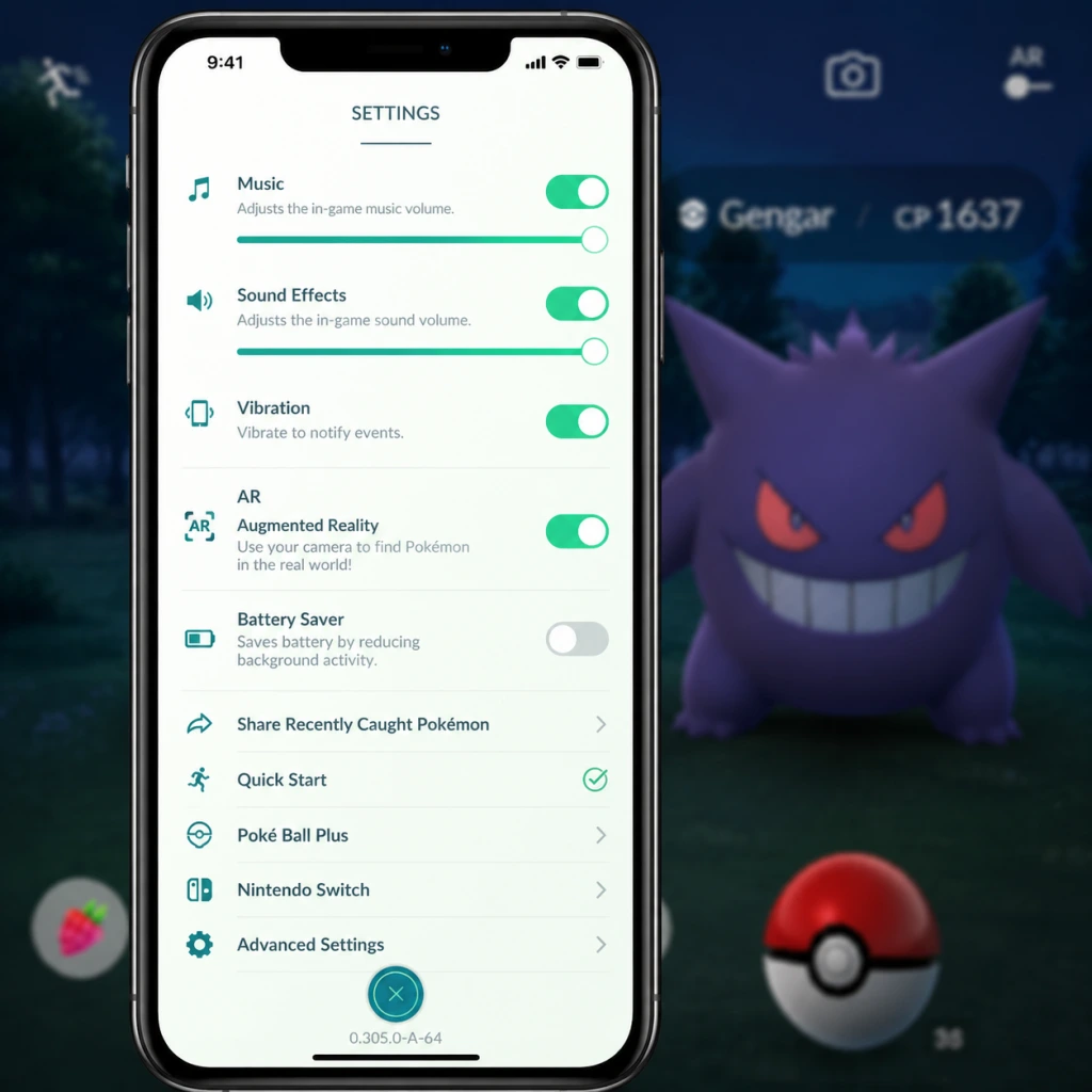 Pokémon GO Game Settings guide screenshot